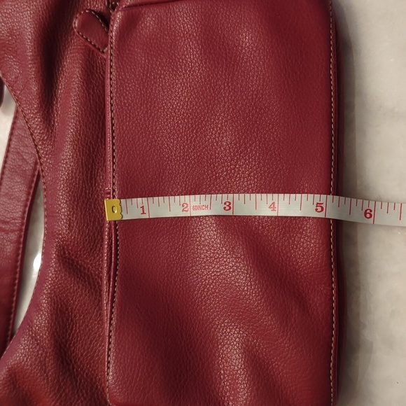 Genuine red pebbled leather hobo style shoulder bag - Picture 11 of 13